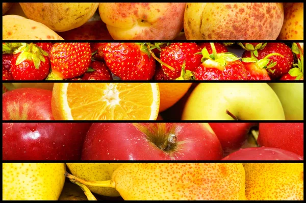 Collage Aus Vielen Früchten Und Gemüse — Stockfoto
