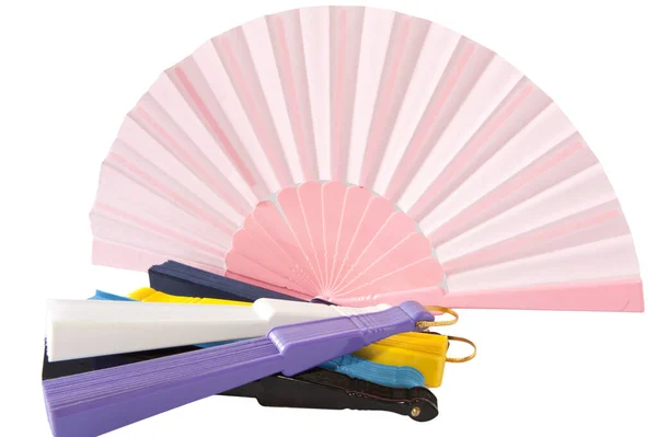 Some Fans Colored White Background — Stock Photo, Image