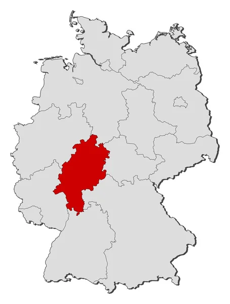 Πολιτικός Χάρτης Της Γερμανίας Διάφορα Κράτη Όπου Τονίζεται Έσσε — Φωτογραφία Αρχείου