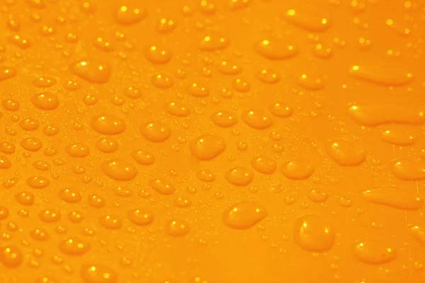 Superficie Naranja Con Gotas Agua Profundidad Campo Poco Profunda — Foto de Stock