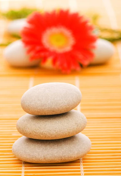 Stack Spa Pebbles Flower Background Stock Image