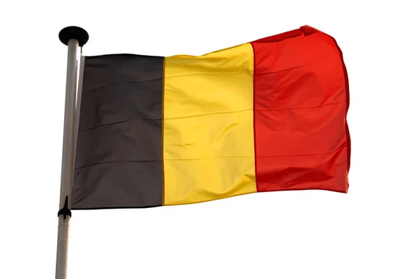 Vereinzelte Belgische Flagge Mit Schneideweg Schwarz Gelb Und Rot — Stockfoto
