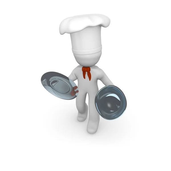 Chef Con Placa Acero Imagen —  Fotos de Stock