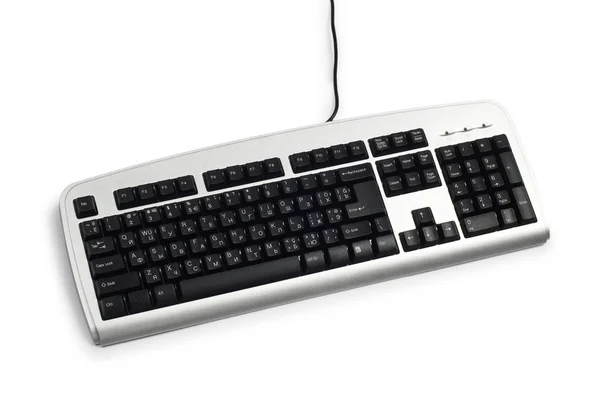 白色背景上孤立的银键盘 — 图库照片