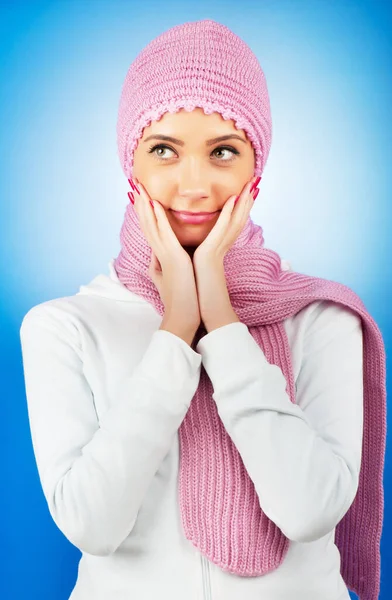 Mooi Ogende Vrouw Warme Kleding — Stockfoto