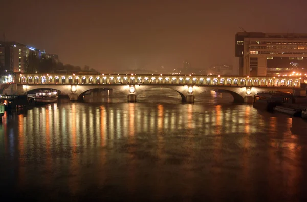 Ponte Pont Bercy Noite Paris França — Fotografia de Stock