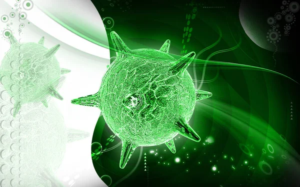 Ilustración Digital Del Virus Del Herpes Fondo Color —  Fotos de Stock