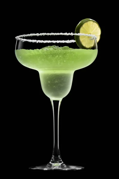 Margarita Verde Fronte Uno Sfondo Nero Con Decorazione Fresca — Foto Stock