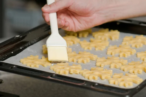 Glas Kerstkoekjes Voor Back Met — Stockfoto