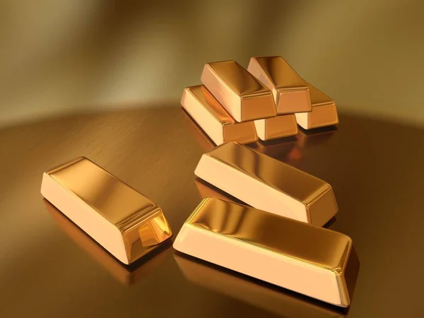 Diseño Renderizado Barras Oro Brillante — Foto de Stock