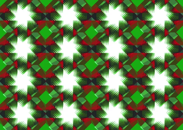 Rode Groene Kerst Ster Patroon Achtergrond — Stockfoto