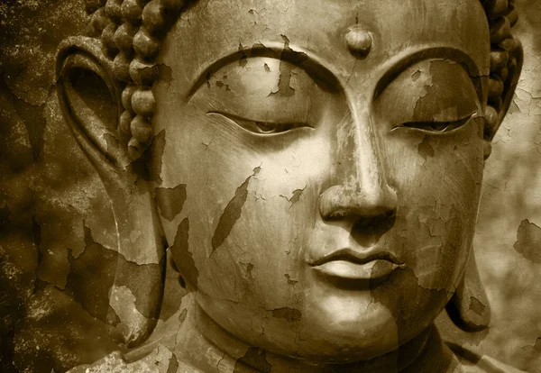 Grunge Buddha Foto Abgeplatzte Farbe — Stockfoto