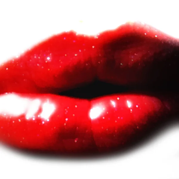 Pralle Red Juicy Erdbeerige Lips — Stok fotoğraf