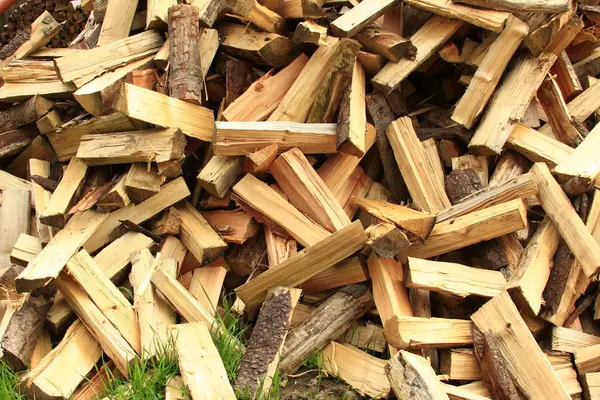 Haufen Brennholz Holzmaterial — Stockfoto