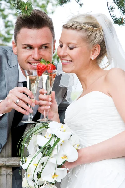 Pretty Bride Groom Celebrating Wedding — Stock Photo, Image