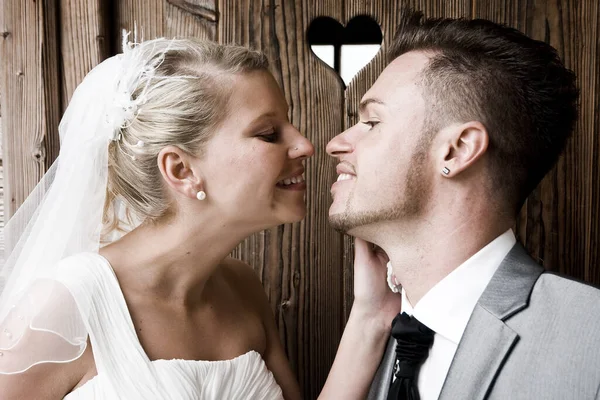 Pretty Bride Groom Celebrating Wedding — Stock Photo, Image