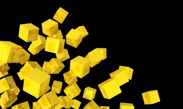 Prapor Létající Kostky Zlatá Žlutá Černé — Stock fotografie