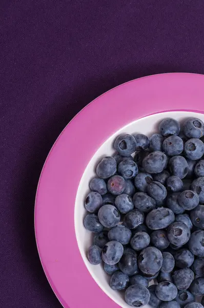 Plate Tablecloth Blueberries — Stock Photo, Image