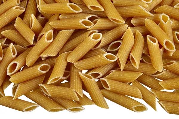 Raw Bio Whole Grain Pasta Isolated White Background Dff Image — Stock Photo, Image