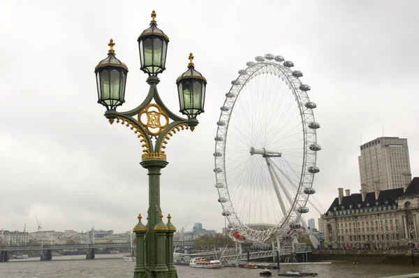 Photograph River Thames Eye Ferris Wheel London — Stock Photo, Image