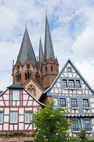 Félkész Faházak Marienkirche Gelnhausen — Stock Fotó