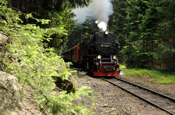 Vieille Locomotive Dans Forêt — Photo