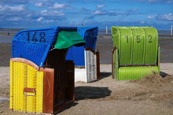 Krzesła Plażowe Północnym Morzu — Zdjęcie stockowe