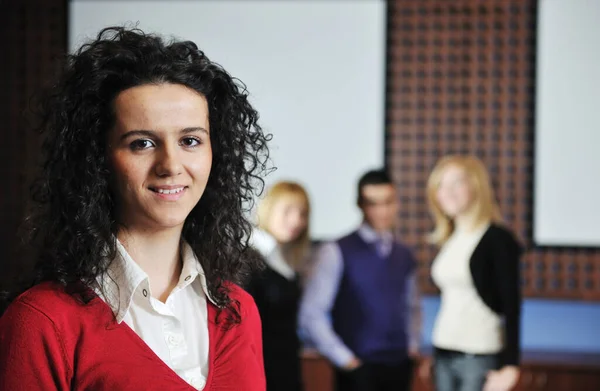 Young Happy Student Woman Girl Posing University Building — Stock Photo, Image