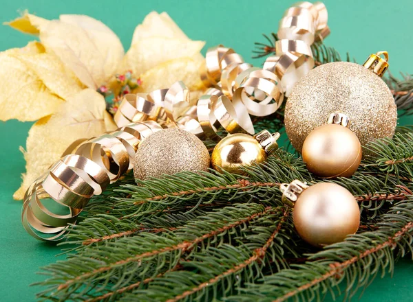Decorações Árvore Natal Close Tiro — Fotografia de Stock