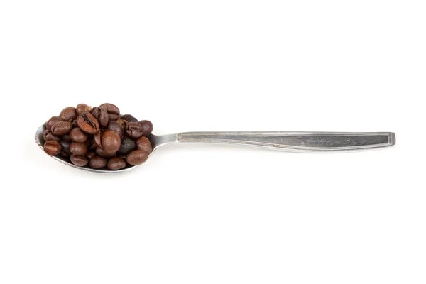 Spoon Coffee Beans Isolated White Background — Stock Photo, Image