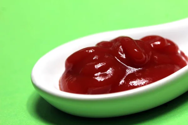 Ketchup Porcelain Spoon — Stock Photo, Image