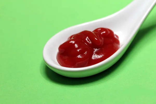 Ketchup Porcelain Spoon — Stock Photo, Image