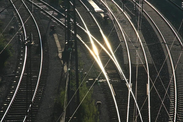 Rails Train Vides Sur Terrain — Photo
