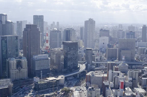 Panorama Vista Osaka Com Muitos Arranha Céus — Fotografia de Stock