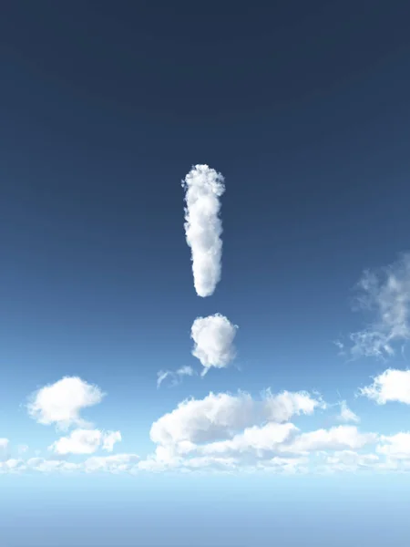 雲が感嘆符を形成 3Dイラスト — ストック写真