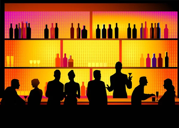 Silhouettes Personnes Dans Bar — Photo