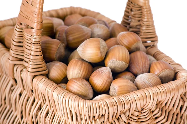 Basket Full Hazelnuts — Stock Photo, Image