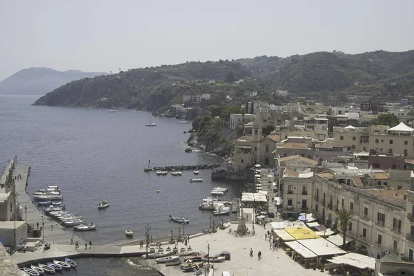 Ilhas Eólias Porto Lipari Com Vista Para Cidade — Fotografia de Stock