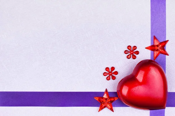 Tarjeta Felicitación Púrpura Con Corazón Estrellas — Foto de Stock
