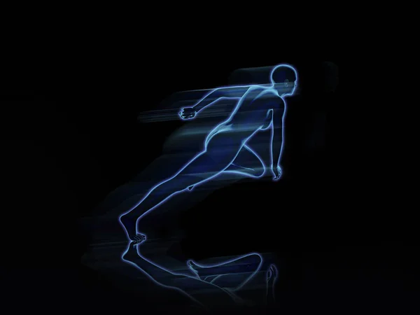 3D渲染与身体轮廓在黑暗背景下 — 图库照片
