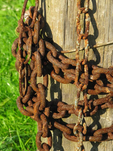 Nahaufnahme Alter Rostiger Kette — Stockfoto