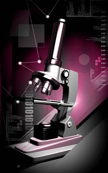 Cyfrowa Ilustracja Mikroskopu Tle Kolorowym — Zdjęcie stockowe