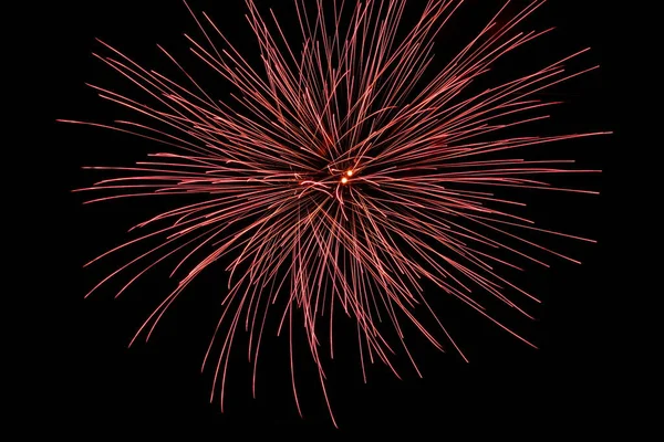 Fuegos Artificiales Coloridos Por Noche Explosión Pirotécnica — Foto de Stock