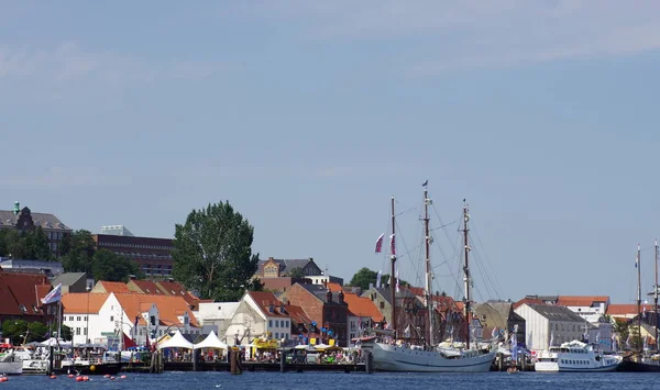 Flensburg Είναι Μια Πόλη Στην Άκρη Του Flensburg Fjord Στα — Φωτογραφία Αρχείου