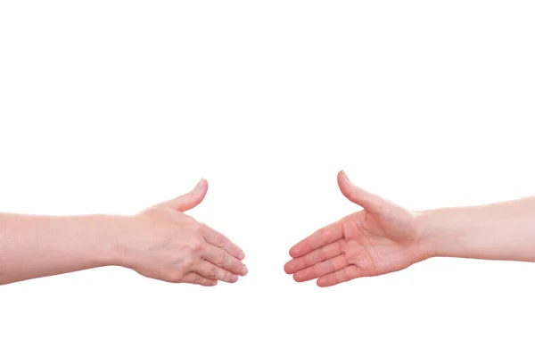 White Isolated Two Hands Shaking Hands — Stock Photo, Image
