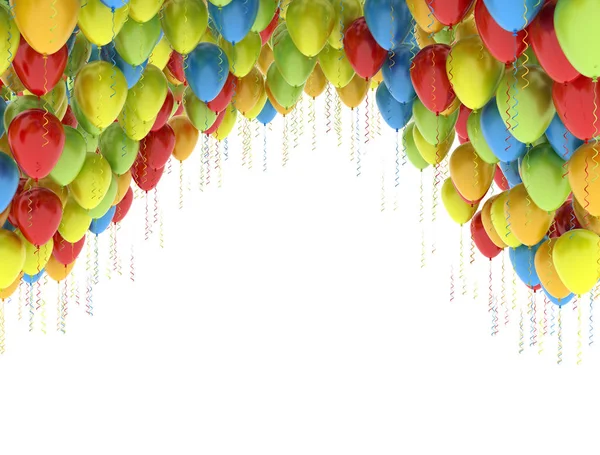 Πολύχρωμα Μπαλόνια Πάρτι Γενεθλίων Απομονωμένα Λευκό Φόντο — Φωτογραφία Αρχείου