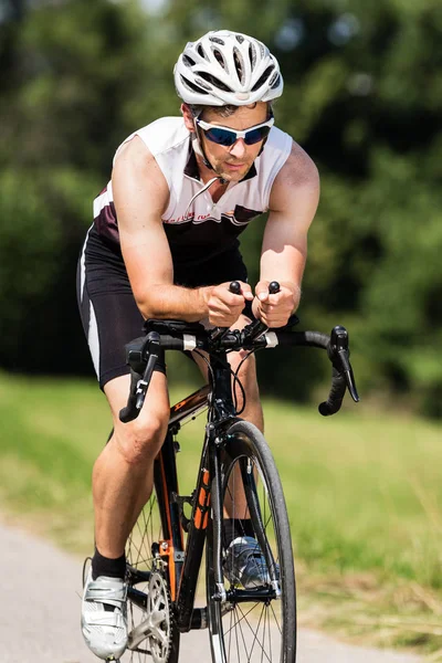 Young Man Training Bicycle — Stock Photo, Image