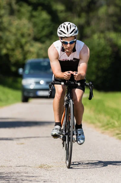 Young Man Training Bicycle — Stock Photo, Image