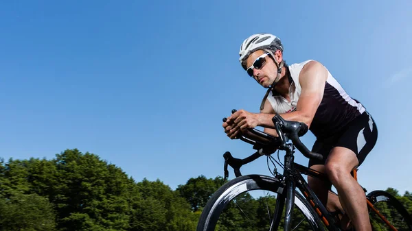 Young Man Training Bicycle — Stock Photo, Image