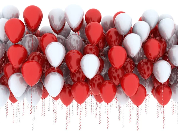 Balones Rojos Azules Fila Aislados Sobre Fondo Blanco —  Fotos de Stock